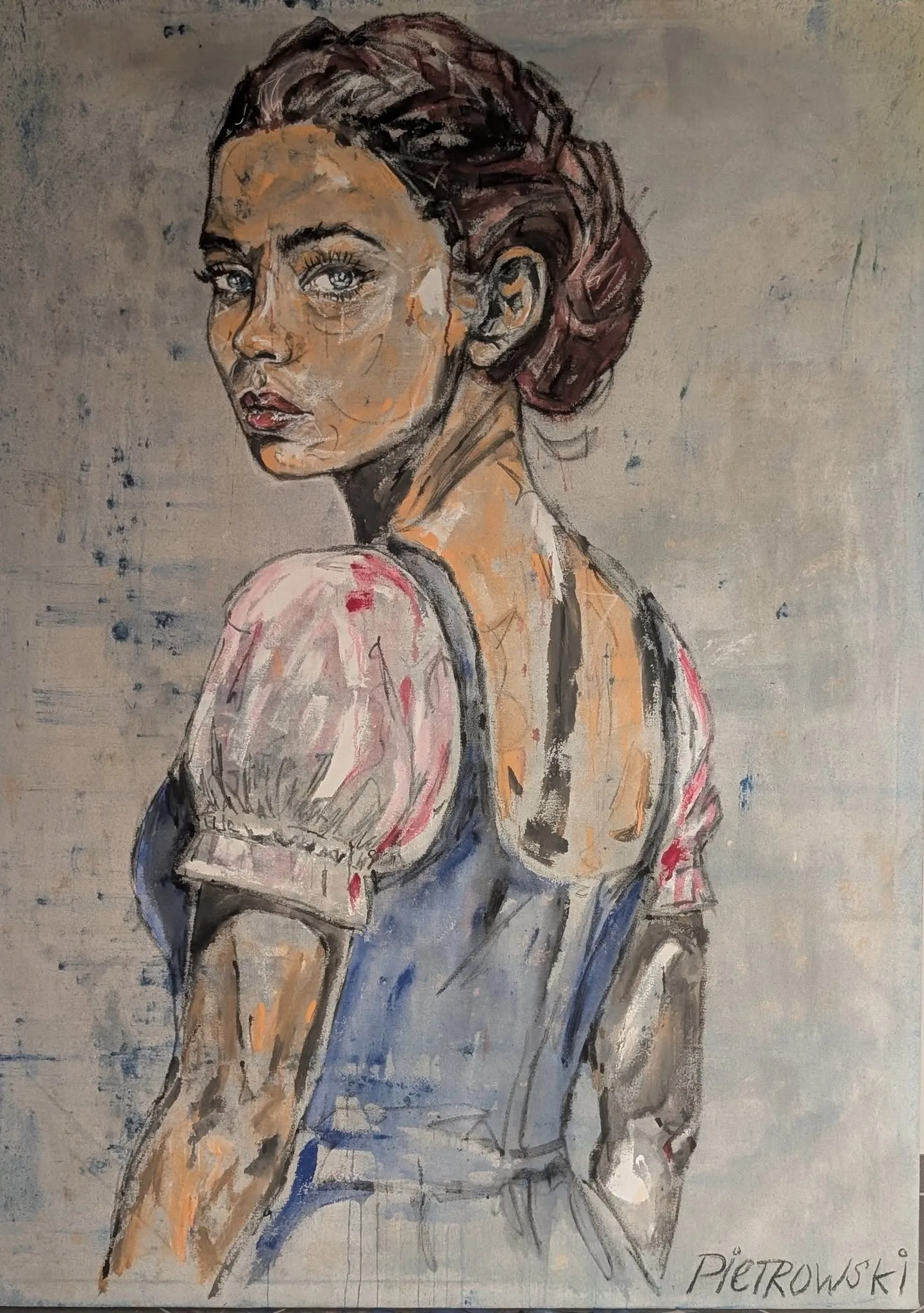 Portrait in Blau — Acryl auf Leinwand Großformat, Original kaufen